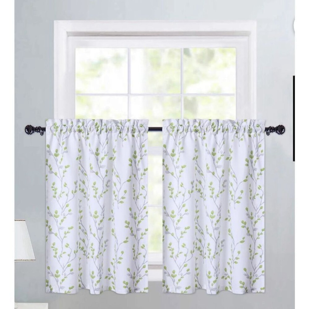 NEW 2 Curtains Panels 27x36” Floral Leaf Window Light Filtering